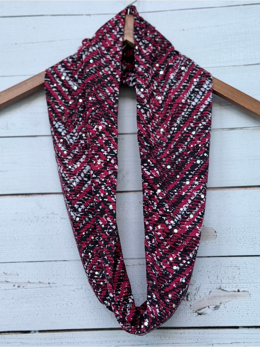 Textured Sequin Accent Infinity Loop Scarf